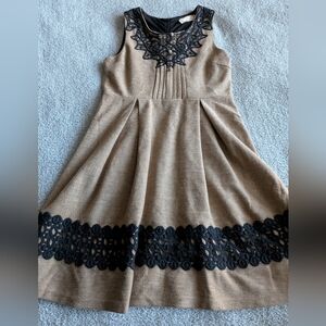 Anthropologie A'reve Brown and Black Lace Mini Dress